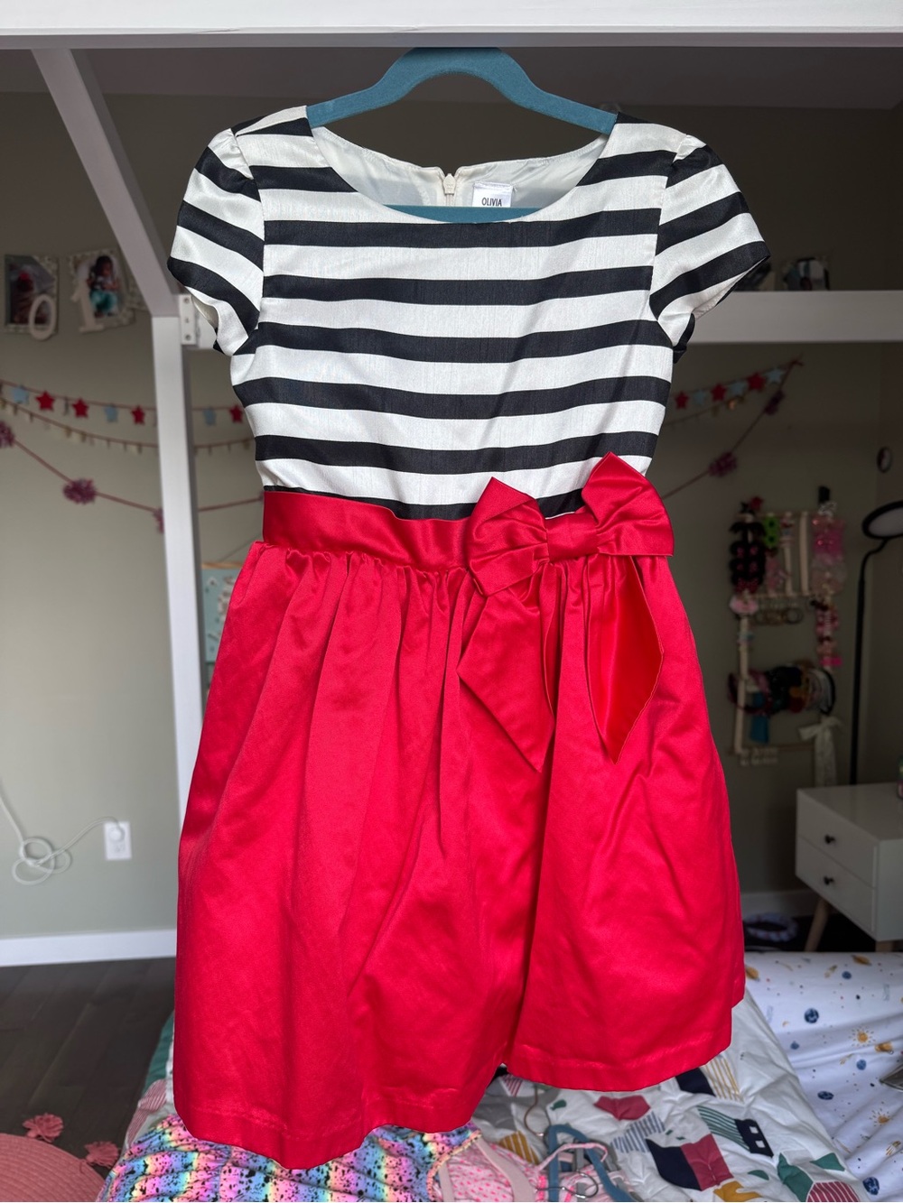 Girls' Olivia the Pig Black & White Striped Dress by Gymboree Size 7